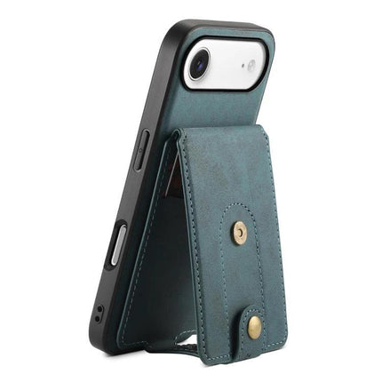 Denior Leather Phone Case With Card Holder For Everyday Card Carrying And Easy Access - teal PU leather case with detachable magnetic card holder