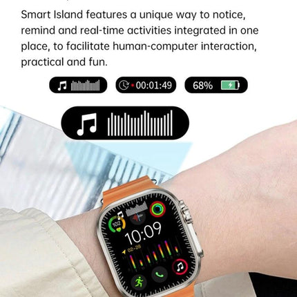 Smart Watch for Everyday Health and Activity Tracking on wrist showing steps, heart rate, sleep icons, music controls and battery status