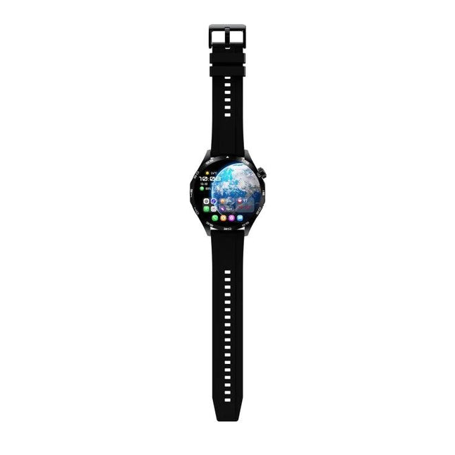 Versatile Smart Watch for Daily Health Monitoring and Activity Tracking - sleek black smartwatch with circular display showing health and activity apps