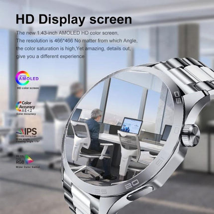 Versatile Smart Watch for Daily Health Monitoring and Activity Tracking stainless steel smartwatch showcasing AMOLED HD display and activity tracking features