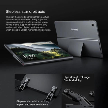 Lenovo Xiaoxin Pad Studio 11.5-Inch WiFi Tablet with 8GB Memory showing adjustable stepless star orbit axis stand and tablet display