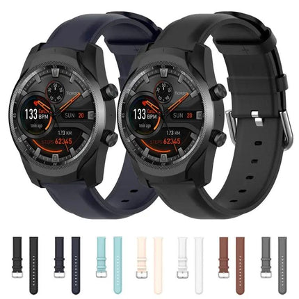 22mm Leather Watch Strap Round Tail Buckle For Galaxy 45mm