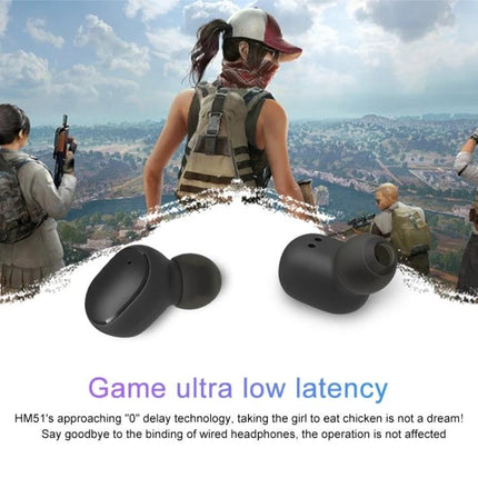 E6S Wireless Earbuds With LED Battery Display For Daily Use black earbuds with charging case and gaming background scene