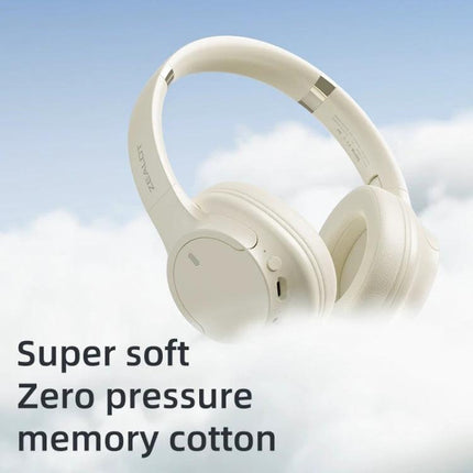 Zealot Foldable On Ear Wireless Headphones For Commuting And Calls in cream, foldable design, soft memory cushions