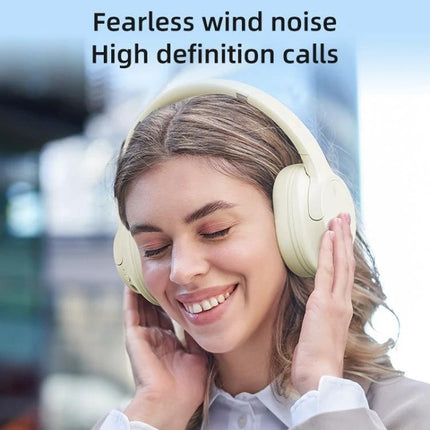 Zealot Foldable On Ear Wireless Headphones For Commuting And Calls showing woman commuting with clear call and AI noise reduction