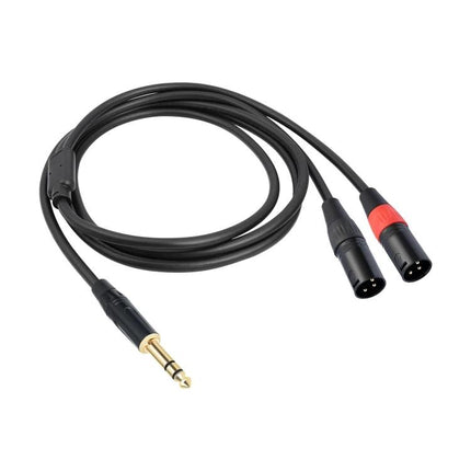 Essential Audio Cable for Home and Travel Music Connections - black 1/4" TRS to dual XLR male cable for home recording and portable performances
