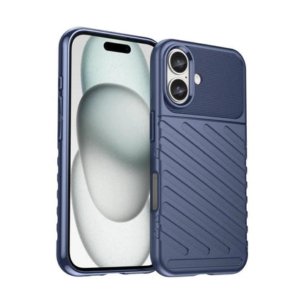 Thunderbolt TPU Phone Case for Everyday iPhone Protection - navy blue flexible TPU case with textured grip and raised camera lip, slim everyday protection