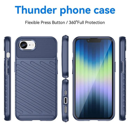 Thunderbolt TPU Phone Case for Everyday iPhone Protection showing navy flexible TPU shell, textured grip, camera cutout, and full edge protection