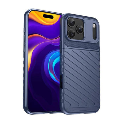 Thunderbolt TPU Phone Case for Everyday iPhone Protection - navy textured flexible TPU shock-resistant slim case for iPhone