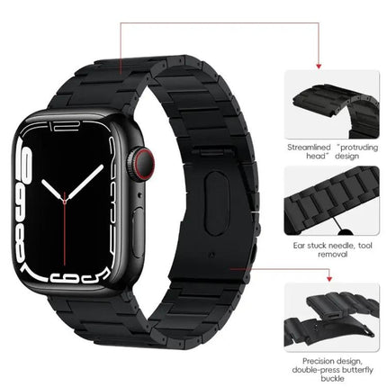 Titanium Metal Three-Bead Watch Band For Apple Watch