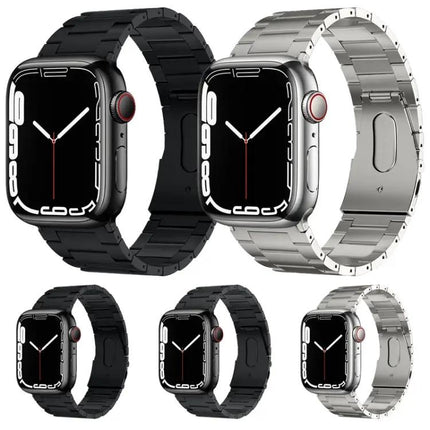 Titanium Metal Three-Bead Watch Band For Apple Watch