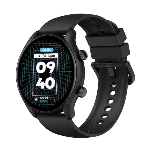 Zeblaze Smart Watch for Daily Wellness and Connectivity - black round smartwatch showing time, heart rate and step count for everyday fitness