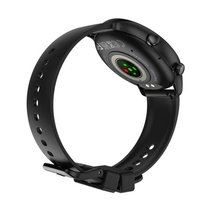 Zeblaze Smart Watch for Daily Wellness and Connectivity black smartwatch back view showing heart rate sensor and silicone band