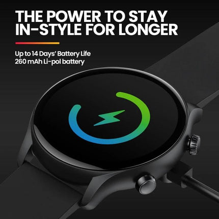 Zeblaze Smart Watch for Daily Wellness and Connectivity showing round black watch face with 14-day battery life graphic
