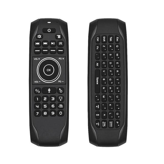 Wireless Air Mouse Keyboard with Backlight for TV and PC Control - compact black backlit air mouse keyboard remote for TV and PC navigation
