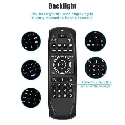 Wireless Air Mouse Keyboard with Backlight for TV and PC Control - compact backlit remote for smart TV and PC navigation