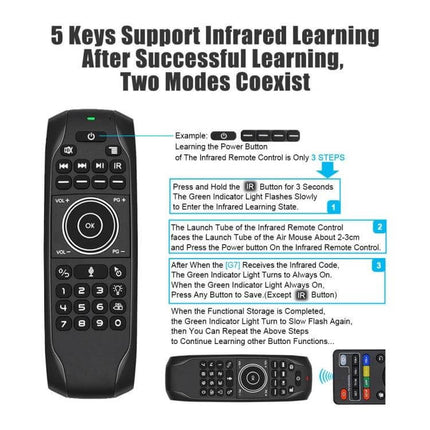 Wireless Air Mouse Keyboard with Backlight for TV and PC Control - compact backlit remote for TV and PC navigation