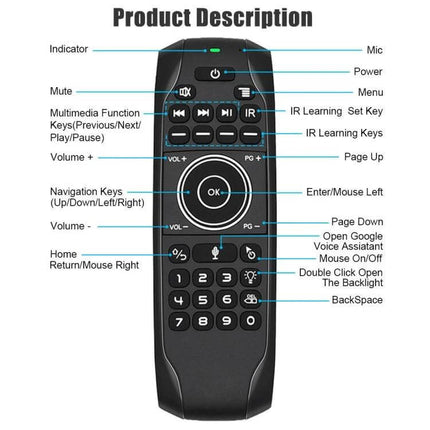 Wireless Air Mouse Keyboard with Backlight for TV and PC Control - compact backlit remote for TV and PC navigation