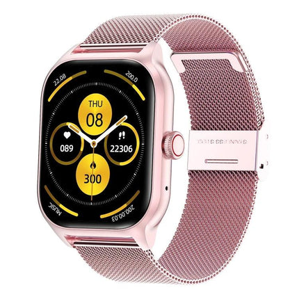 LEMFO Smart Watch for Everyday Health and Connectivity - rose gold smartwatch showing heart rate, step count, sleep tracking and mesh band