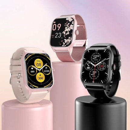 LEMFO Smart Watch for Everyday Health and Connectivity - three color smartwatch display showing heart rate, steps, and notifications