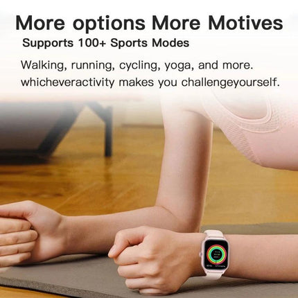 LEMFO Smart Watch for Everyday Health and Connectivity showing fitness tracking during yoga and morning exercise