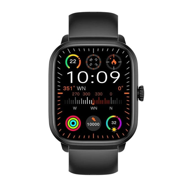 Daily Smart Watch for Everyday Health and Connectivity - black smartwatch showing heart rate, steps, ECG and activity rings on screen