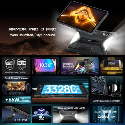 Ulefone Armor Pad 3 Rugged 10.36in Android 13 Tablet 8GB