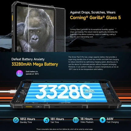 Ulefone Armor Pad 3 Rugged 10.36in Android 13 Tablet 8GB