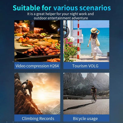 Head-Mounted Video Camera with Motion-Activated LED Lights used hands-free for climbing, biking, tourism and outdoor/night recording