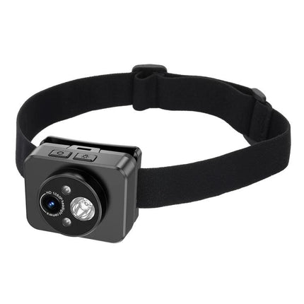 Head-Mounted Video Camera with Motion-Activated Lighting System worn on adjustable strap for hands-free low-light recording