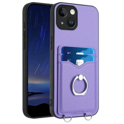 Ring Phone Case With Card Storage For Daily Errands - purple protective case with ring grip and two card slots