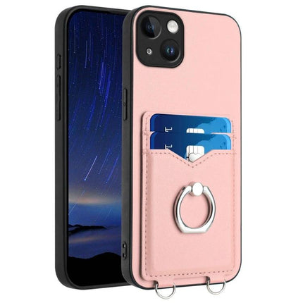 Ring Phone Case With Card Storage For Daily Errands - pink wallet case with ring grip, two card slots and stand for errands