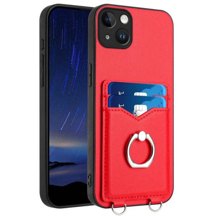 Ring Phone Case With Card Storage For Daily Errands - red protective case with dual card slots and metal ring grip/stand