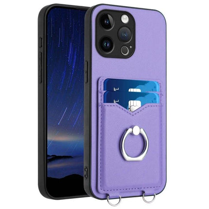 Ring Phone Case With Card Storage For Daily Errands - purple protective case with dual card slots and metal ring grip/stand