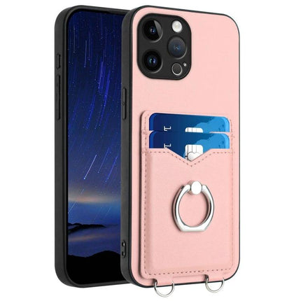 Phone Case With Ring Stand For Daily Use in pink with card slots and metal ring for hands-free viewing and secure storage