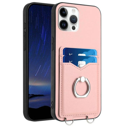 Practical Ring Phone Case With Card Storage For On The Go - pink card holder phone case with ring stand and two card slots