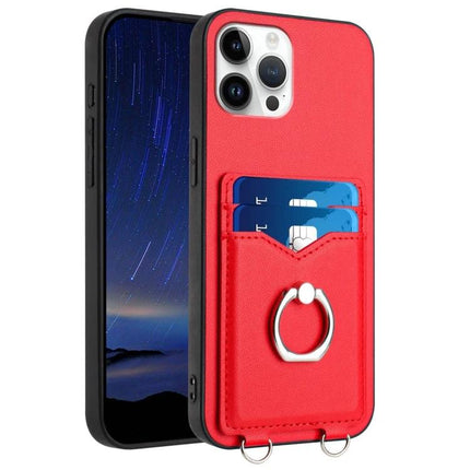 Practical Ring Phone Case With Card Storage For On The Go - red protective case with two card slots and metal ring stand