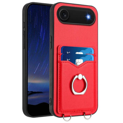 Phone Case With Card Slots For Everyday Carry – red wallet-style case with ring stand, 2 card slots and secure grip