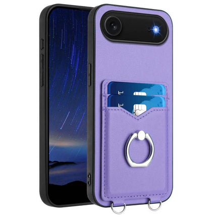 Phone Case With Card Slots For Everyday Carry - lavender wallet case with two card slots and ring stand for hands-free use