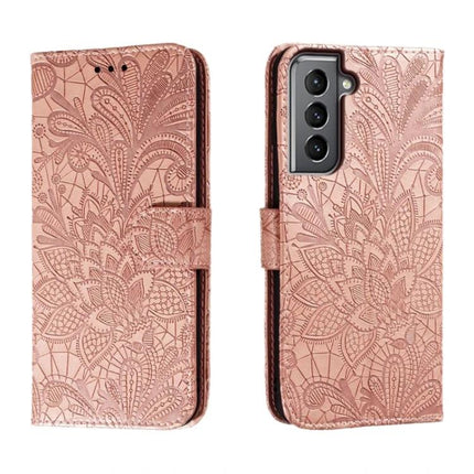 Samsung Leather Flip Case For Everyday Phone Protection And Quick On The Go Access - rose gold embossed floral wallet cover with reinforced corners