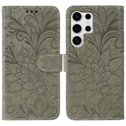 Samsung Leather Flip Case For Everyday Phone Protection And Quick On The Go Access - green floral PU leather wallet cover with magnetic clasp, camera cutout