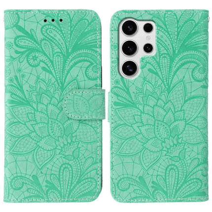 Samsung Leather Flip Case For Everyday Phone Protection And Quick On The Go Access - teal floral PU leather wallet case with reinforced corners and camera cutout