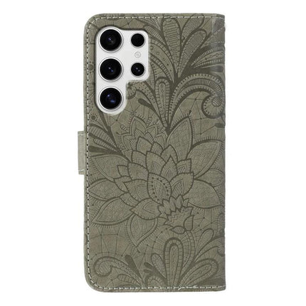 Samsung Leather Flip Case For Everyday Phone Protection And Quick On The Go Access - olive floral embossed PU leather wallet cover