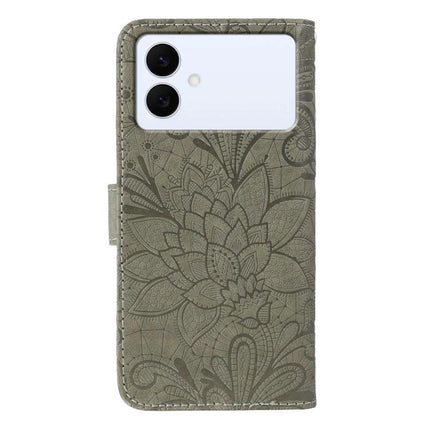 Protective Flip Case for Samsung Galaxy Everyday Use in olive floral embossed folio with magnetic closure