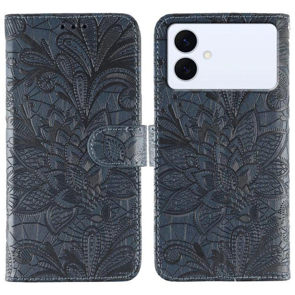 Protective Flip Case for Samsung Galaxy Everyday Use - embossed floral black wallet cover with magnetic closure