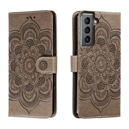 Sun Mandala Leather Case For Samsung Phones - PU leather wallet case with embossed sun mandala, built-in stand, camera cutout, drop and scratch protection