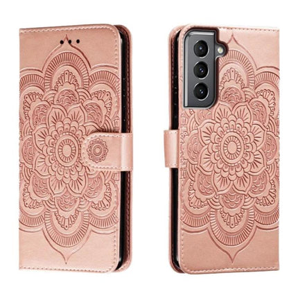 Sun Mandala Leather Case For Samsung Phones featuring embossed sun mandala PU leather, built-in stand and full protection