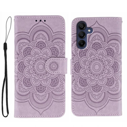 Phone Case Slim Protection for Everyday Use and Travel - slim purple TPU wallet case with mandala design, reinforced corners and wrist strap