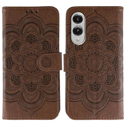 Phone Case Slim Protection for Everyday Use and Travel - brown embossed floral wallet TPU case with reinforced corners and magnetic clasp