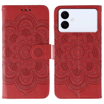 Phone Case Slim Protection for Everyday Use and Travel - red embossed floral slim TPU wallet case with reinforced corners